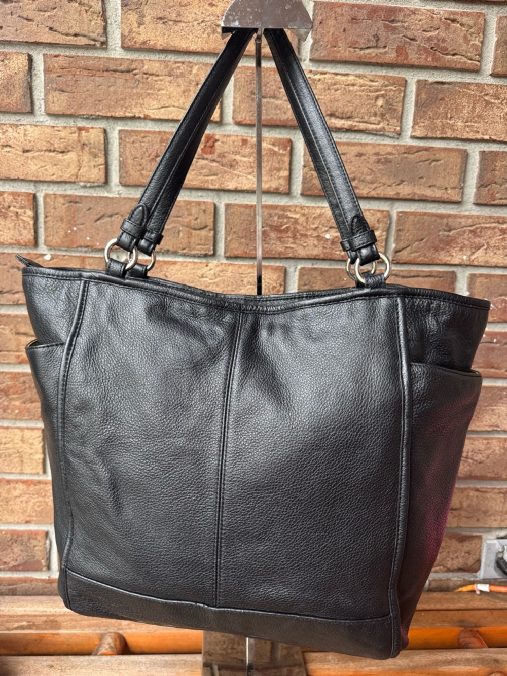 Coach Park Pebbled Leather Carrie Tote - Picture 2 of 12